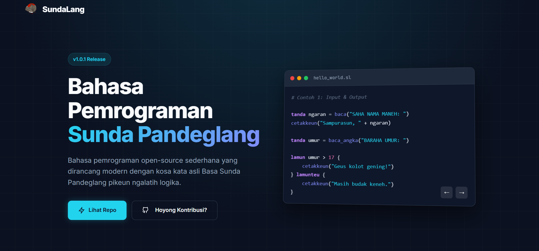 Screenshot of SundaLang Programming Language